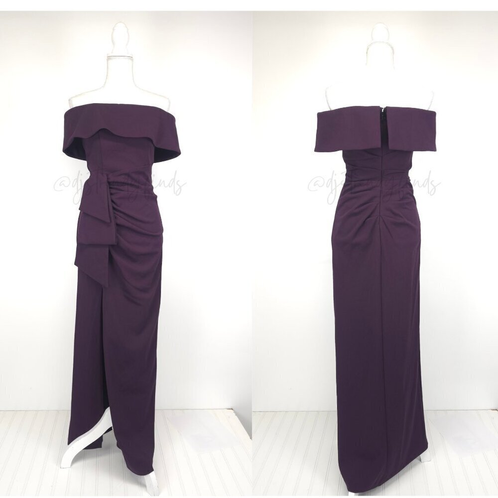 Xscape Camila Long Off Shoulder Scuba Crepe Formal Evening Dress NWT Size 6